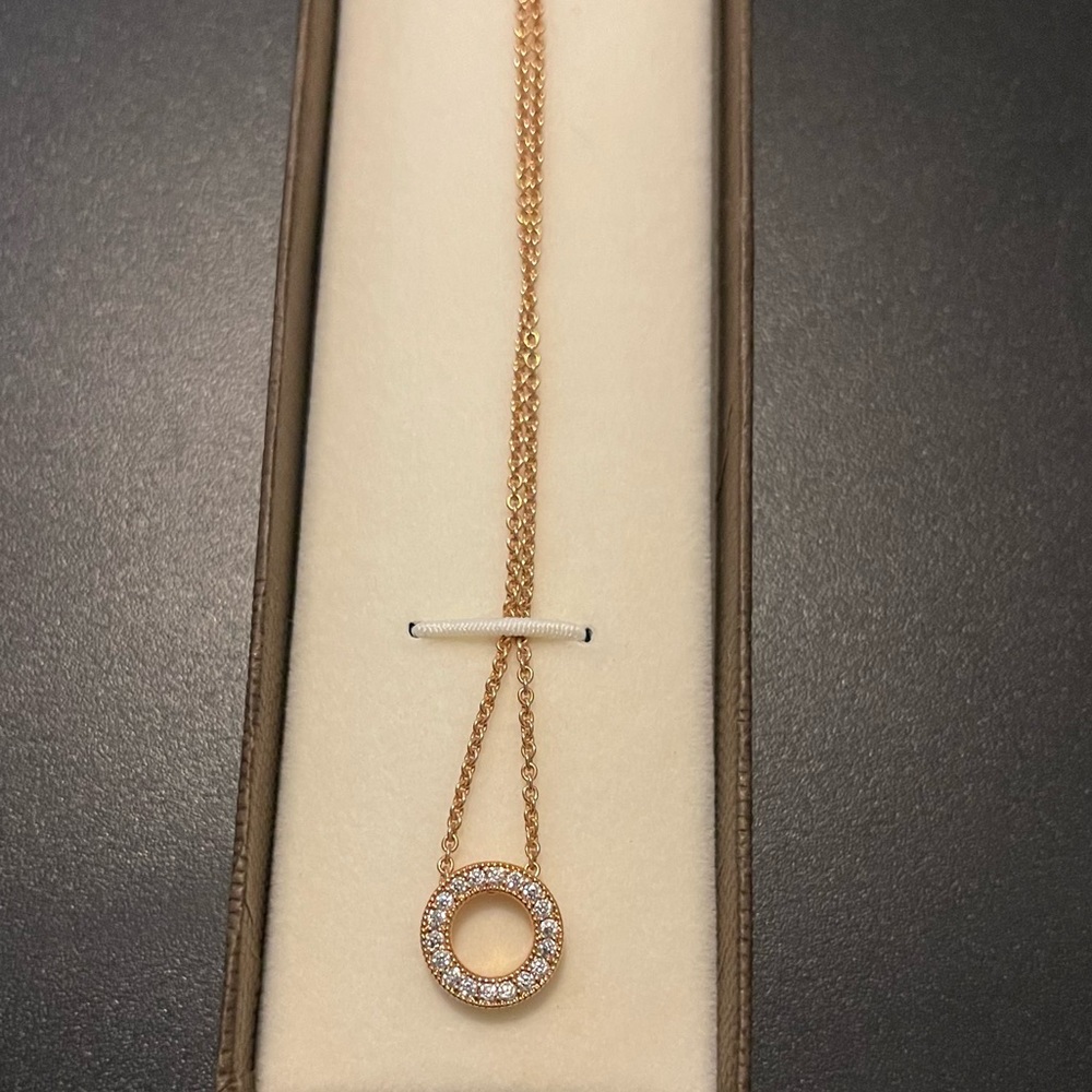 New, Pandora Logo Pavé Circle Collier Necklace in 14k rose gold-plated - Picture 5 of 5